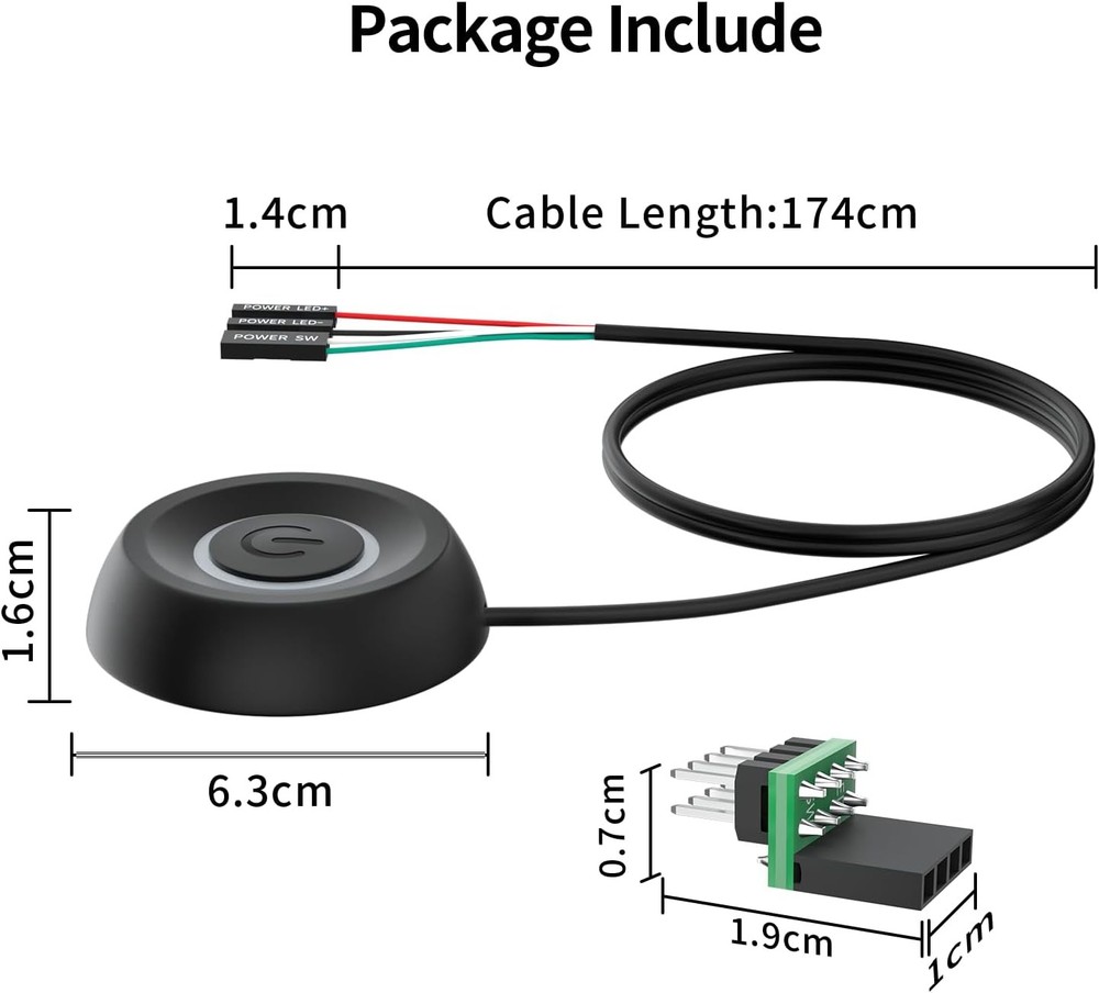 PC Power Button, Desktop Button External Switch ON Off Black
