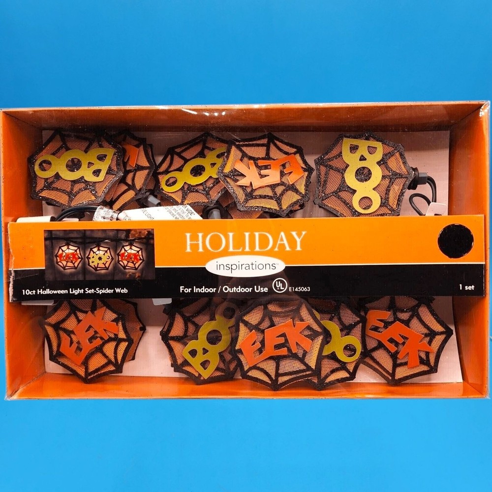 Halloween BOO & EEK Spiderweb String Lights 2007 Holiday Inspirations Plugin