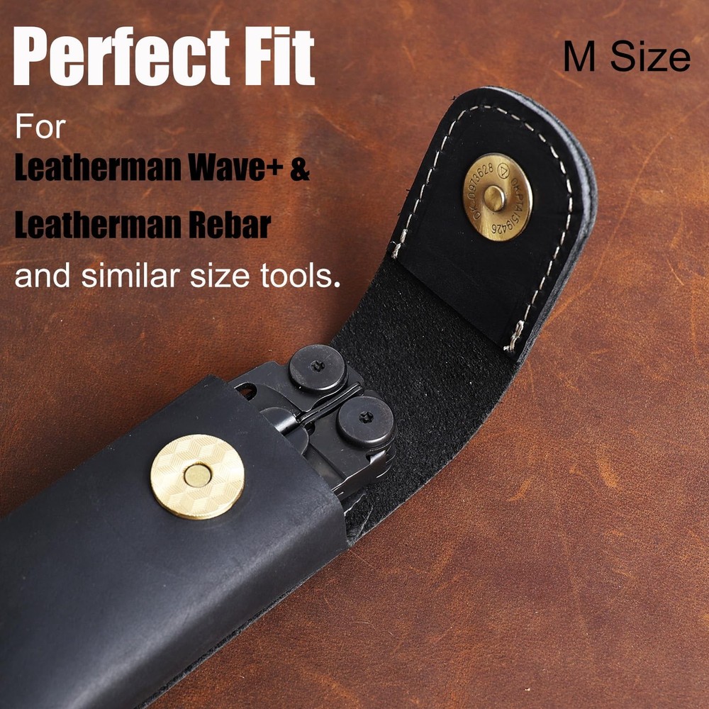 Topstache Leather Multitool Sheath for Belt - Holster Medium, Black