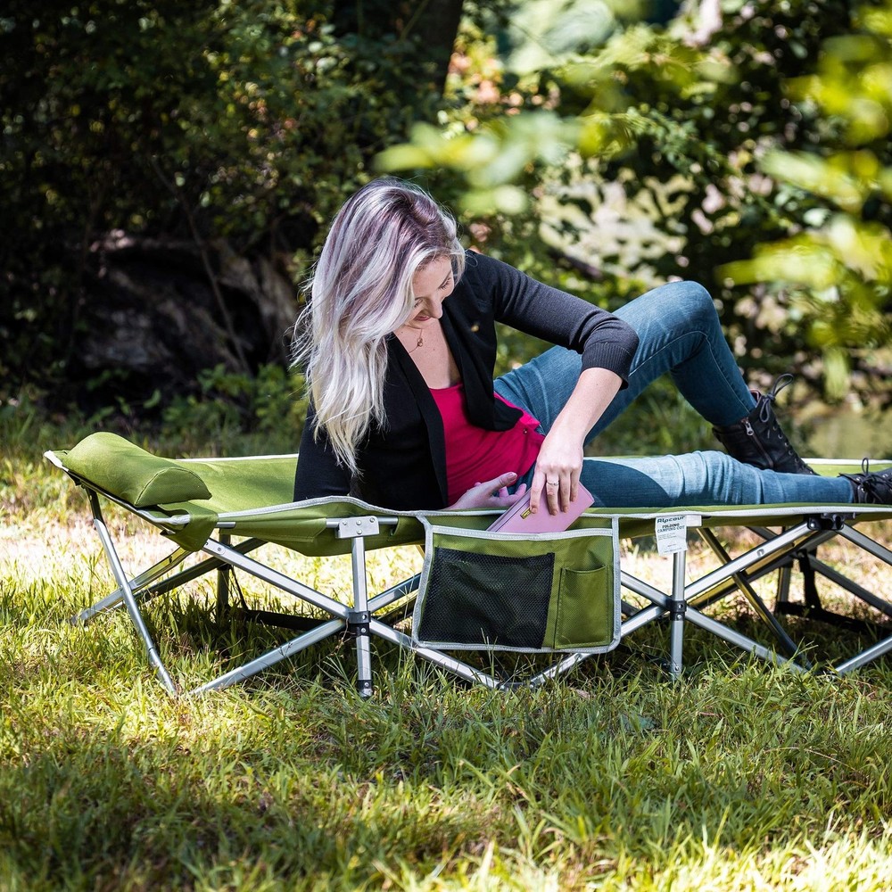 Folding Camping Cot – Extra Strong Single Person Small-Collapsing Bed in a Ba...