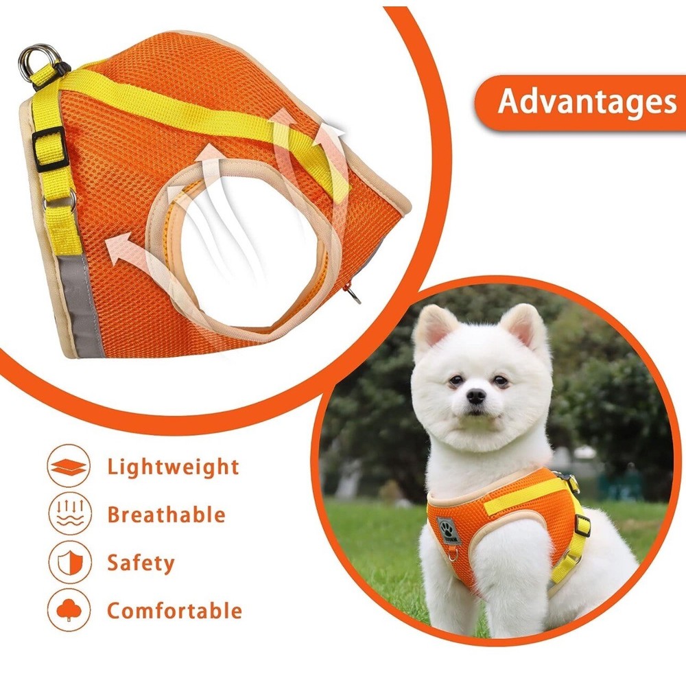 Dog Harness with Leash Set,No Pull Adjustable Reflective Step-in Puppy Harness