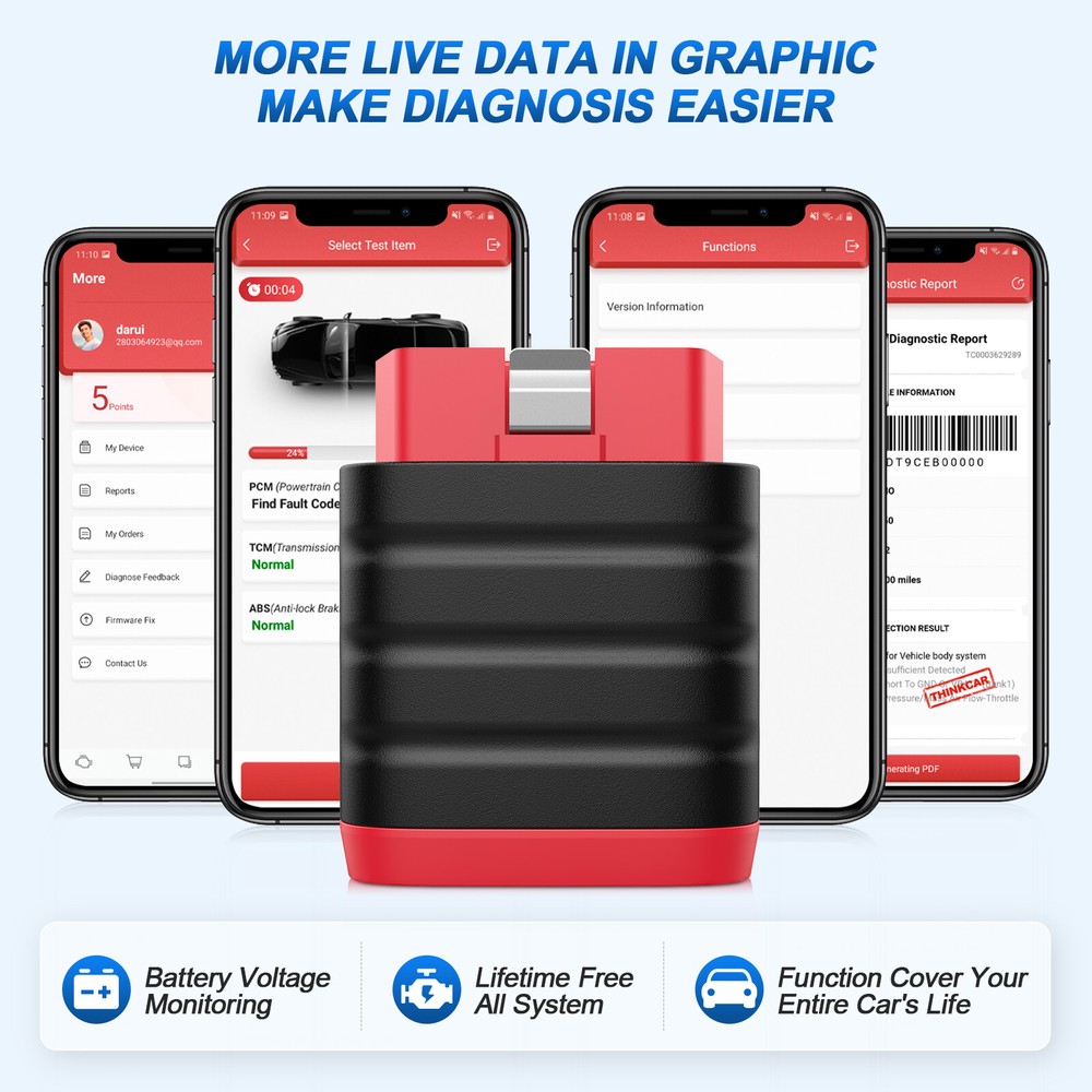 10PCS Thinkdiag Mini Car OBD2 Scanner Auto Diagnostic Tool Fault Code Reader