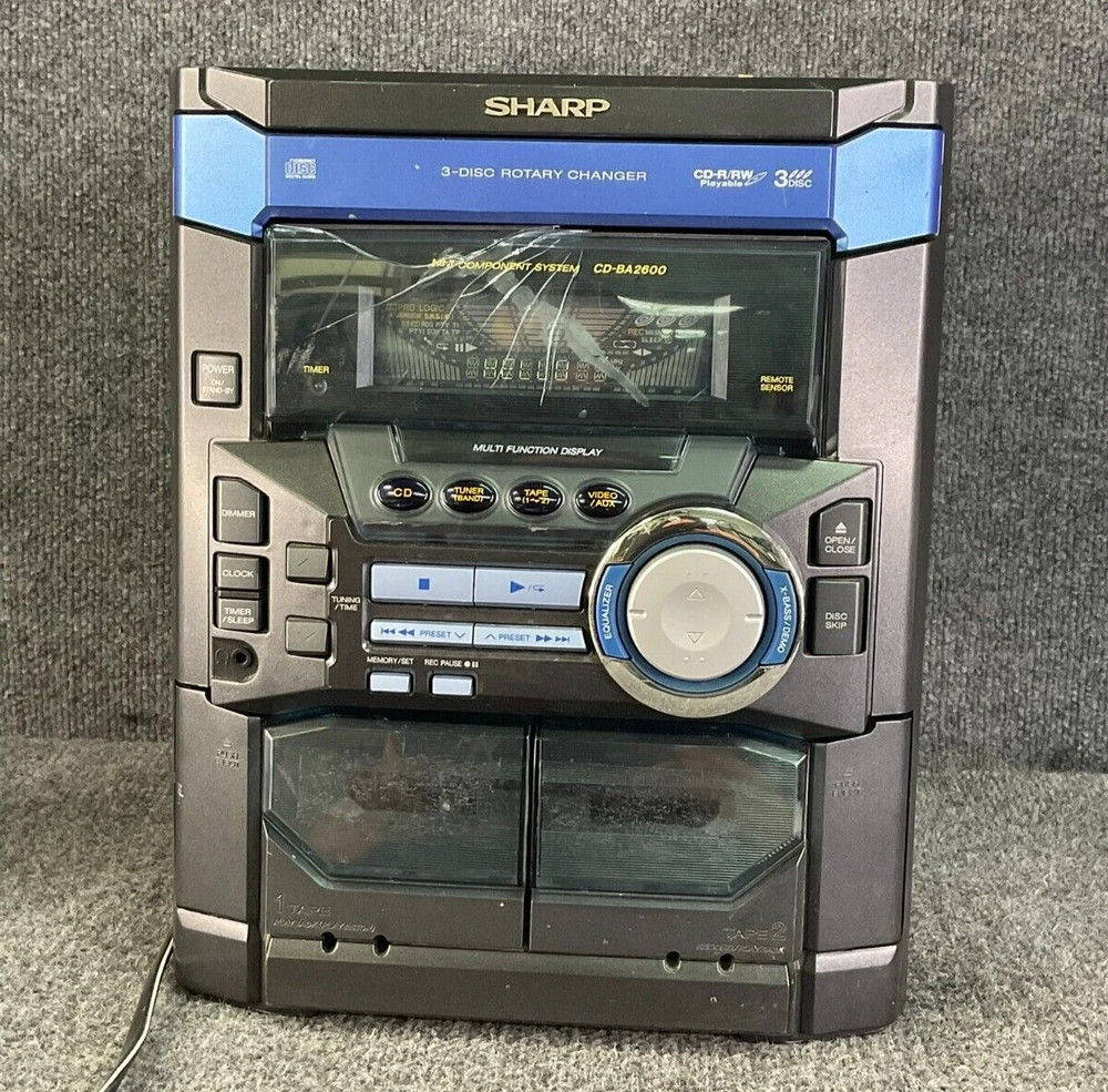Sharp CD-BA2600 Best Mini Component AM / FM System 3-Disc Changer + Dual Cassett