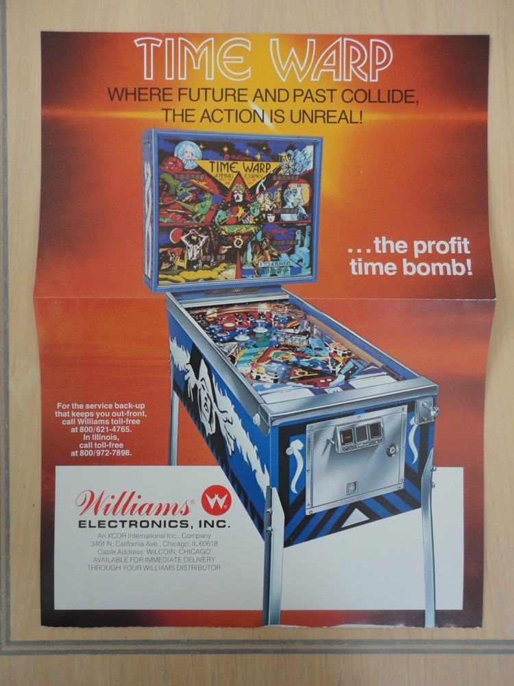 Time Warp Pinball Machine Foldout Original Magazine Pull Out Advertisement