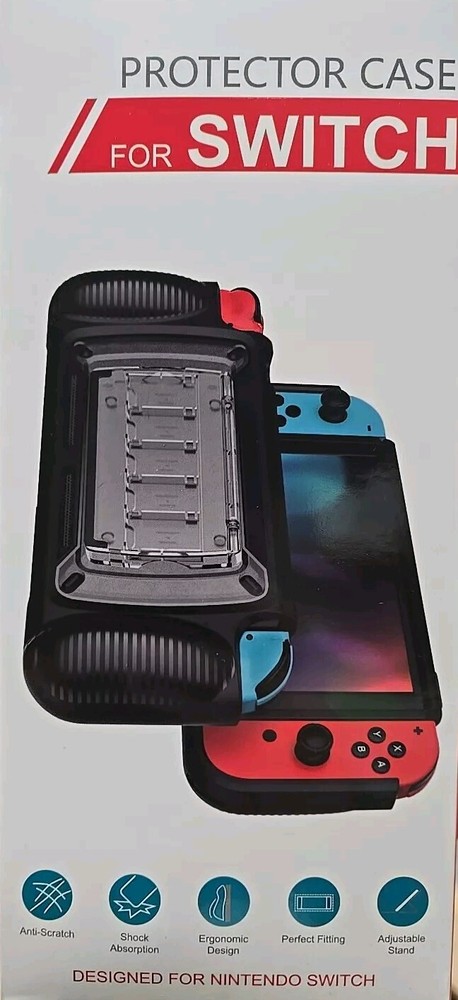 Protective Case for Nintendo Switch, Screen Protector, Anti-Scratch, Thumb Caps