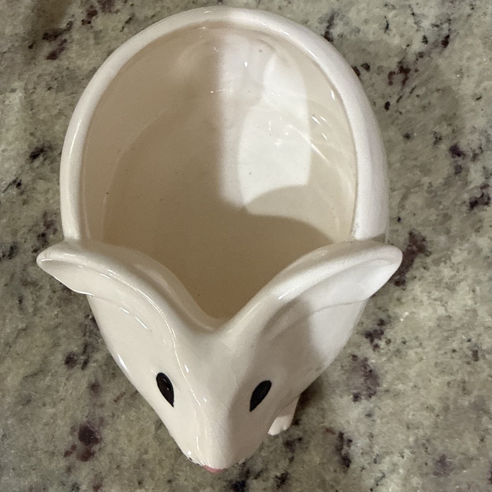 Teleflora White Bunny Rabbit with Pink Ears Planter Easter