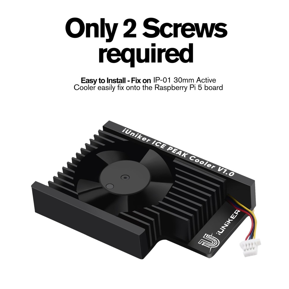 iUniker Ultra-Quiet Active Cooler for Raspberry Pi 5, ICE Peak for...