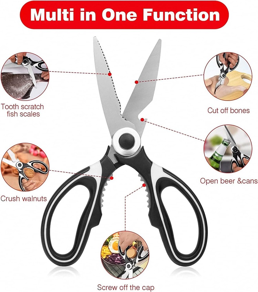 2× Kitchen Scissors Heavy Duty Premium Sharp Kitchen Shears for Food, Fish, Bone
