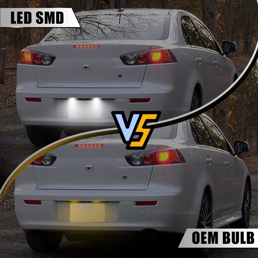 Pair Full LED Bright White License Plate Light Fits 2007-2016 Lancer Evolution