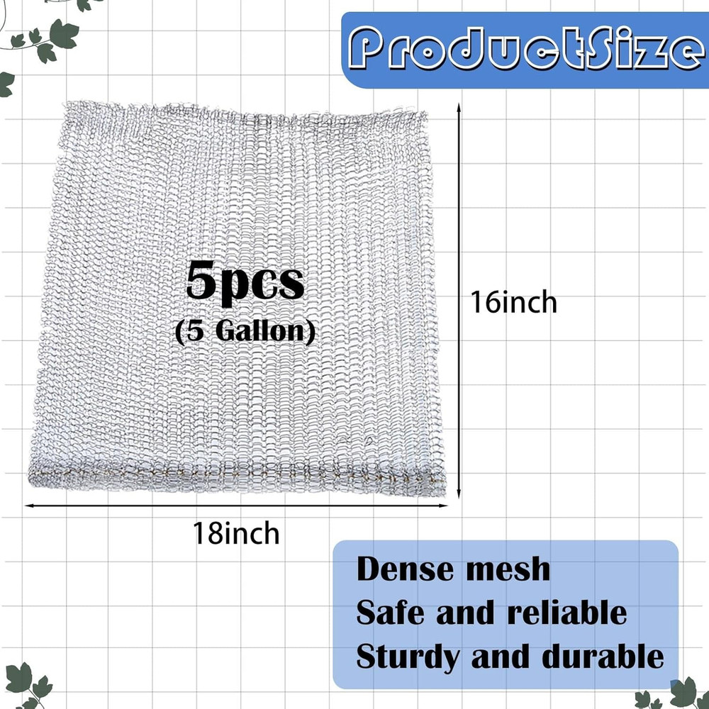 5 Pcs 5 Gallon Root Guard Gopher Proof Wire Basket Mole and Vole Mesh Wire Baske
