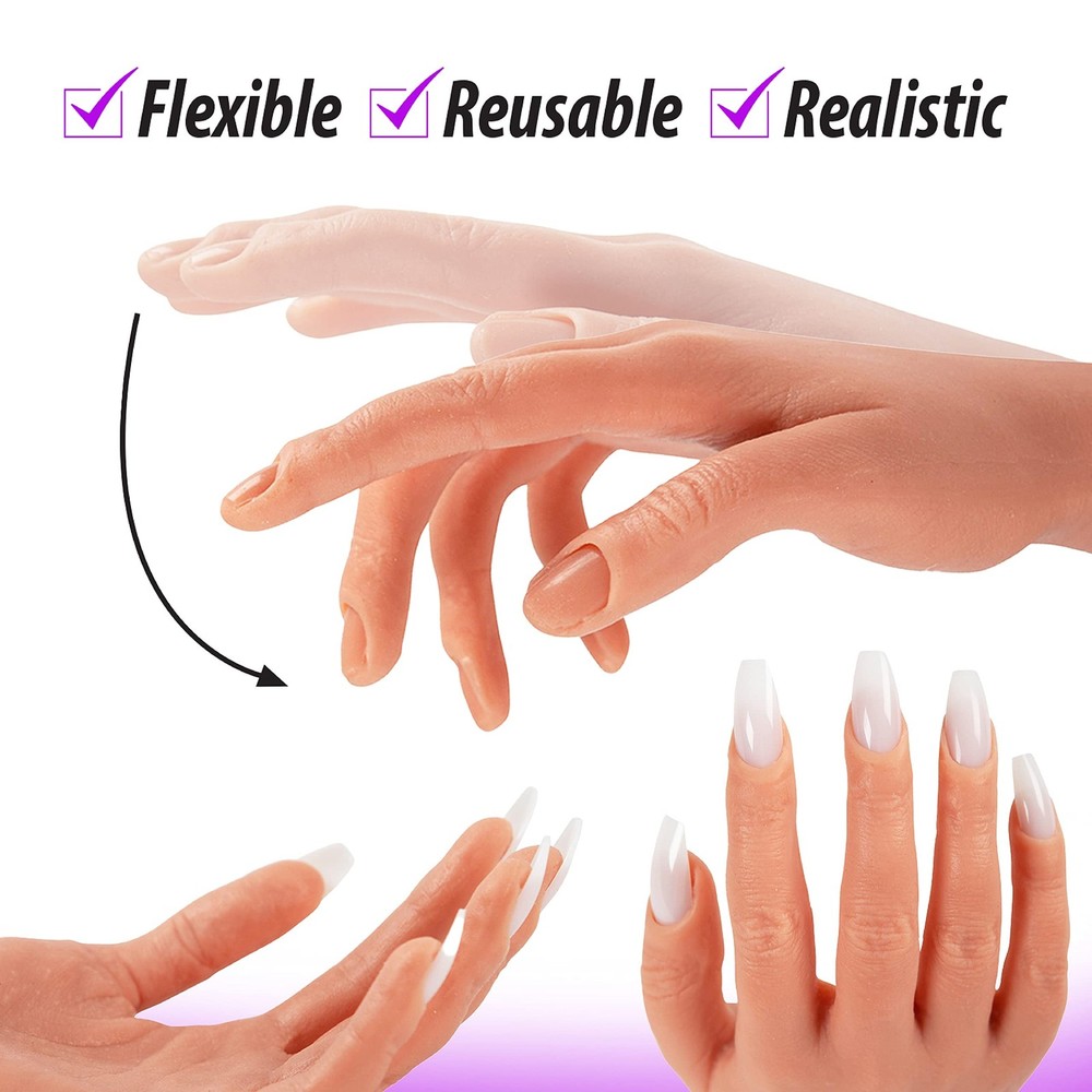 Professional Silicone Practice Half Hand for Acrylic Nails by - Poseable Half...