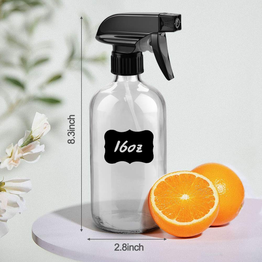 16oz Empty Glass Spray Bottle Refillable Container for Cleaning Solutions