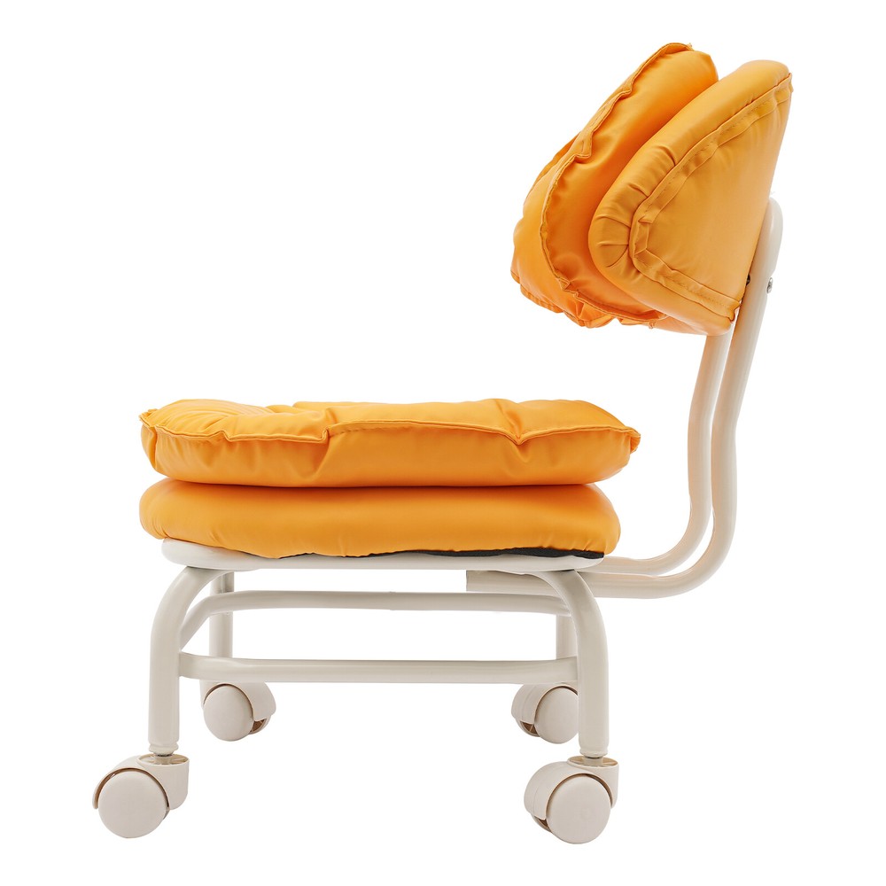 Orange Rolling Stool with Back Rest Heavy Duty Rolling Stool Roller Chair