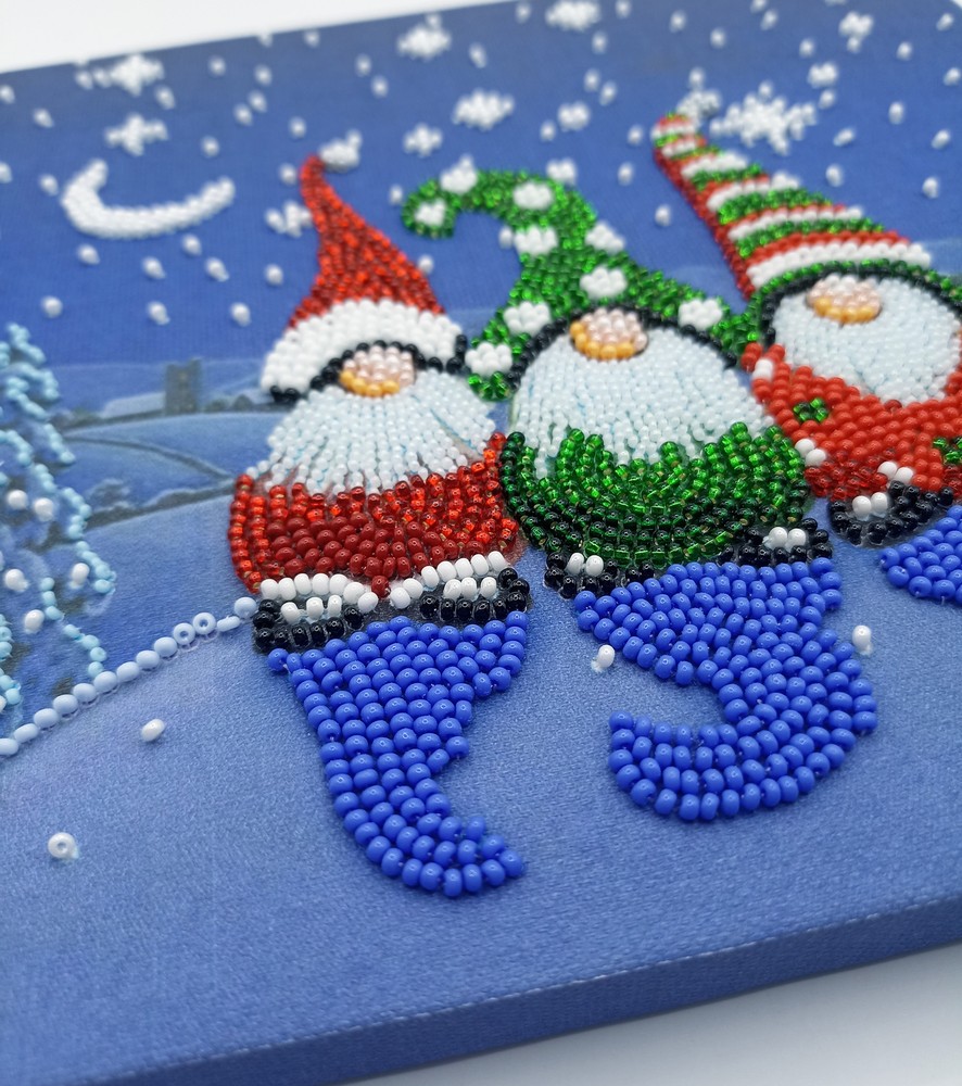 DIY Bead Embroidery Kit Three Dwarfs Beadwork Craft Beaded Stitching Art Set