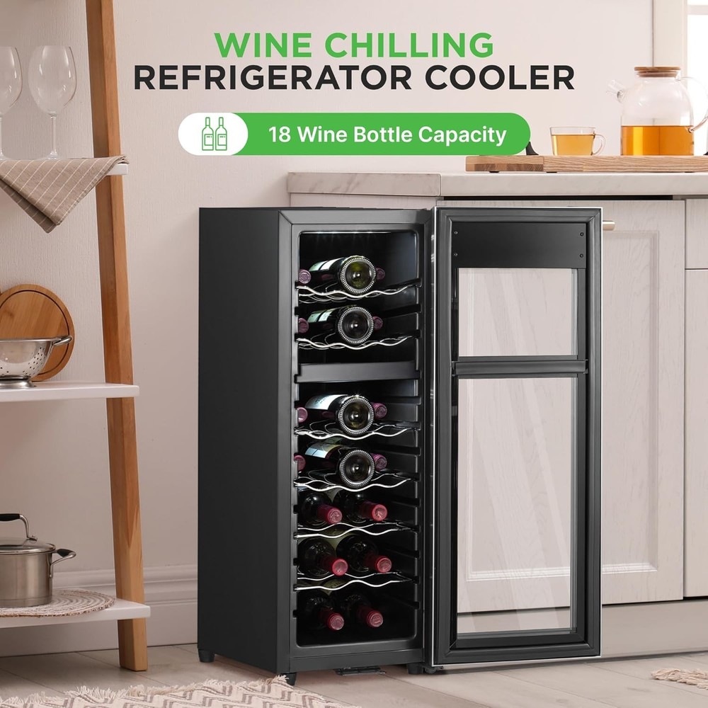 Nutrichef 18 Bottle Wine Fridge - Black (Open Box)