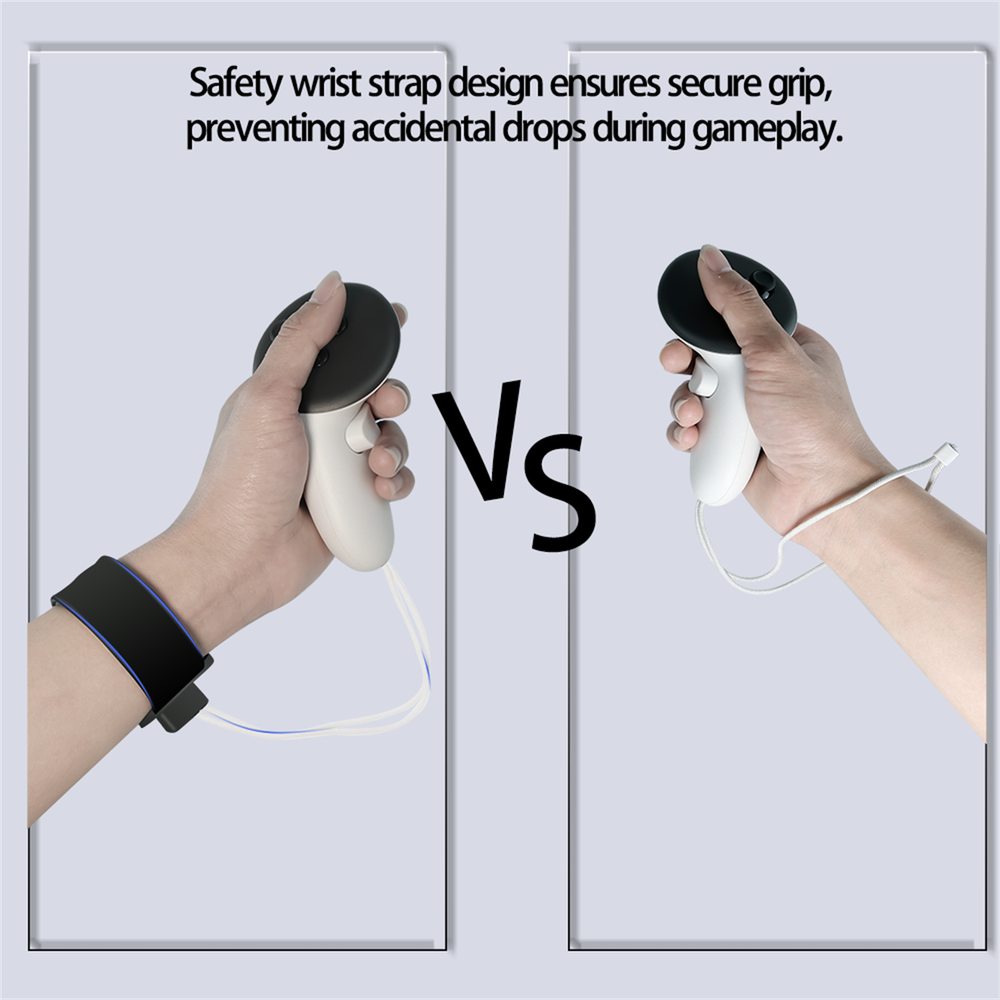 For Quest 3 VR Controller Grip Cover Anti-Collision Bracket with Wristband Strap