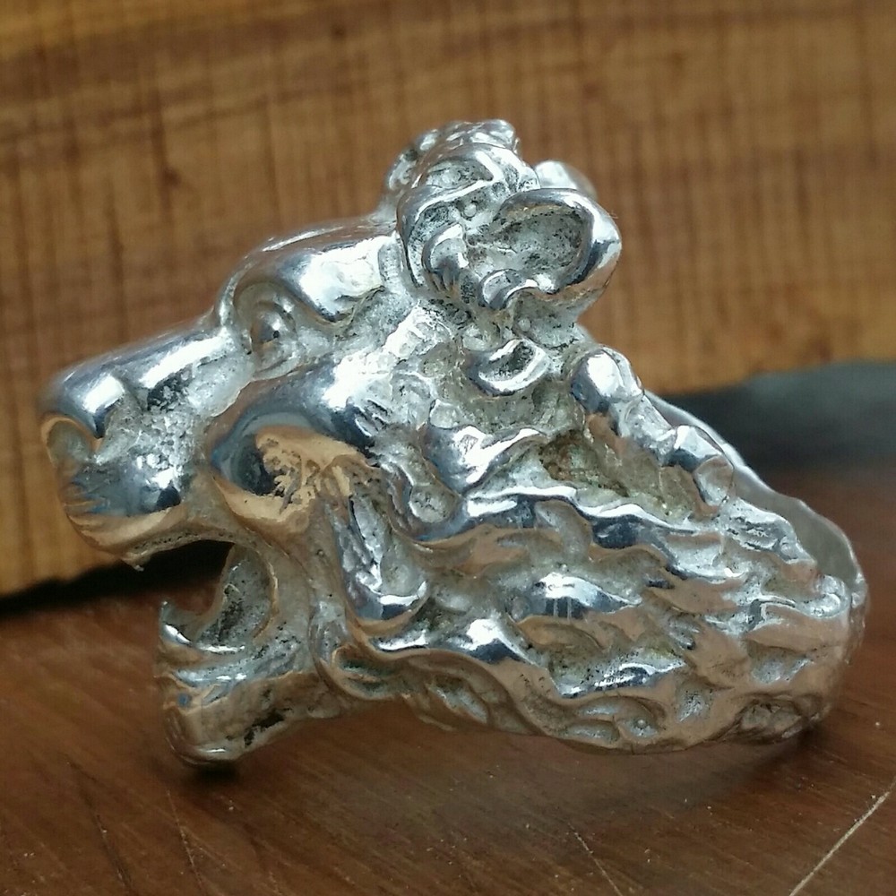 925 MENS SILVER RING SEAL LION SOLID HEAD