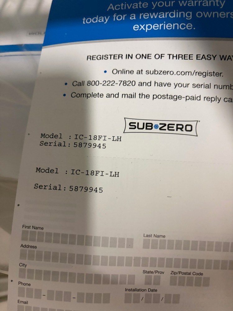 Sub Zero 48" Column Refrigerator Freezer Columns Stainless IC-30RID IC-18FI
