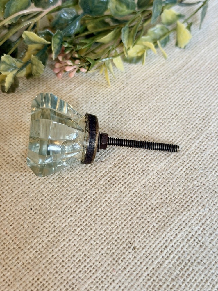 Vintage Glass Cabinet Knobs Depression Era Style Octagon Glass Pulls