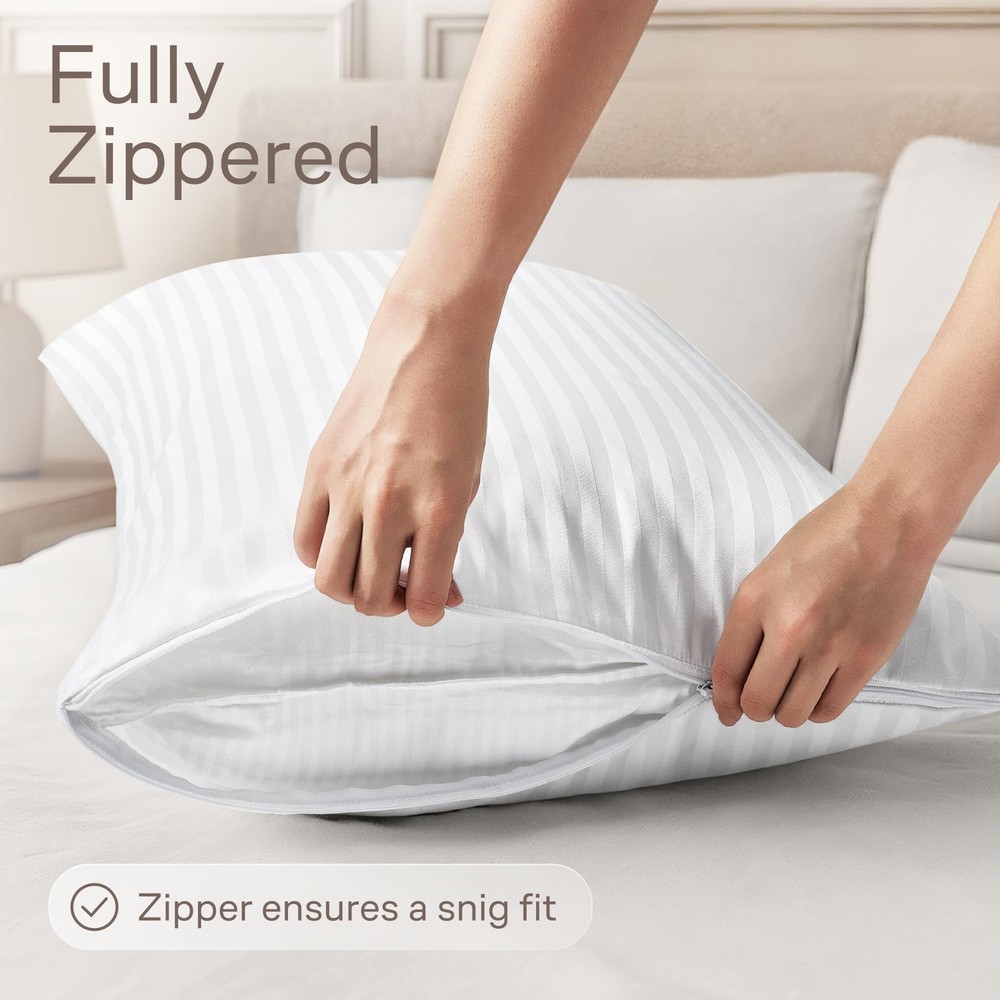 Pillow Protector 4 Pack, Standard Size, Breathable Cover, White