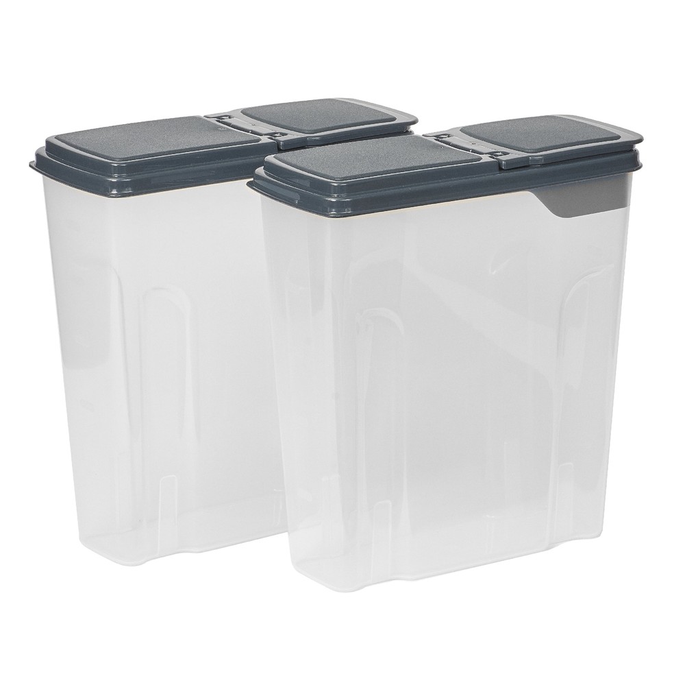 2-Pack Cereal Storage Containers, 24 Cups - Dark Grey Lids