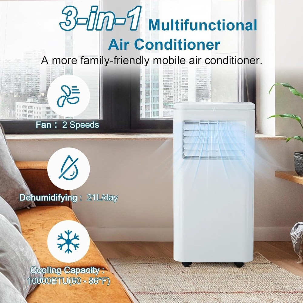 10000BTU Portable Air Conditioners 3-in-1 Portable AC Unit Dehumidifier 450sq.ft