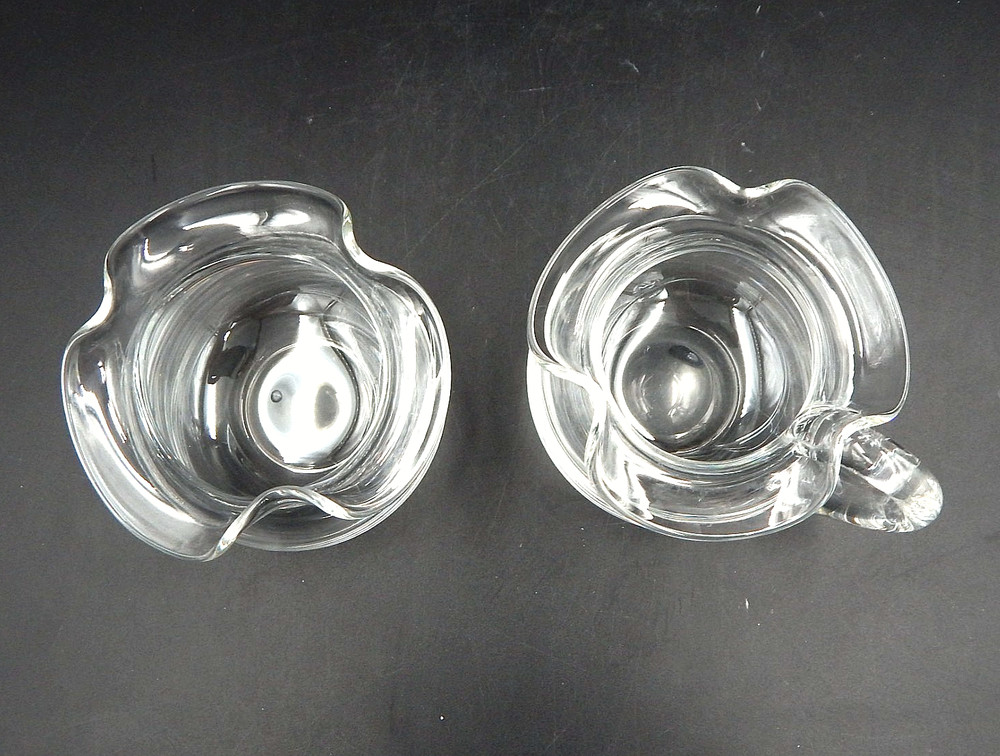 Tiffany & Co. Crystal Cream Sugar Set Devon Ruffled Signed