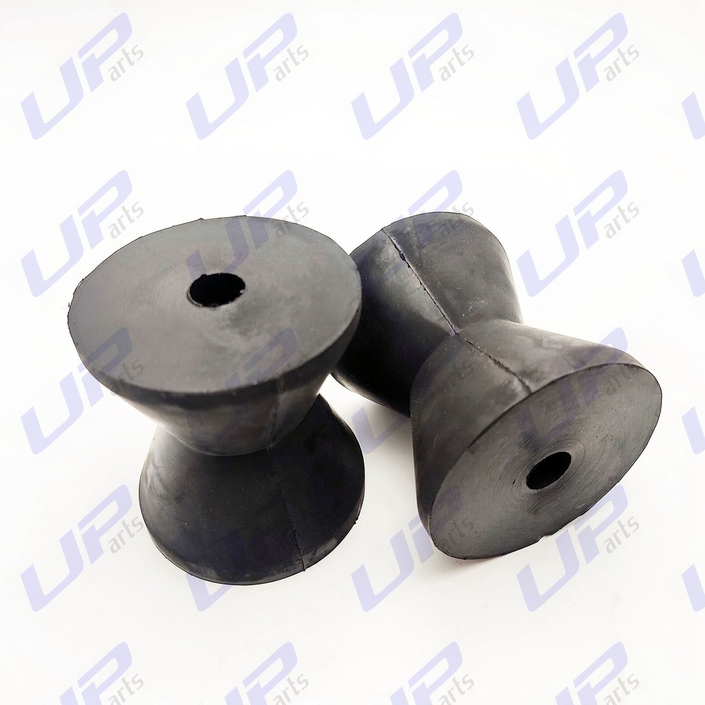 2 Pack 4 Inch Mounting Width Boat Trailer Black Molded Rubber Bow Stop Rollers