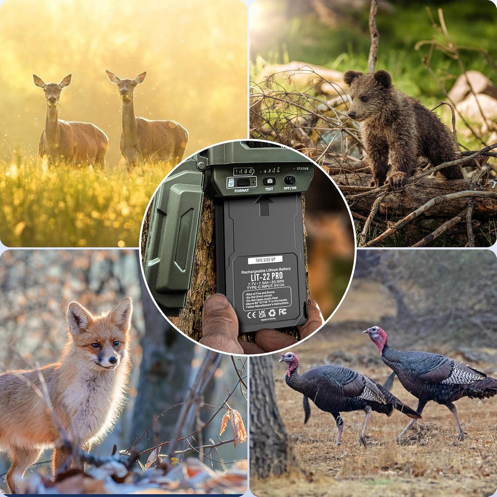 2 Pack LIT-22 7000mAh Battery for SPYPOINT Flex-M Flex-Plus Flex-S Trail Camera