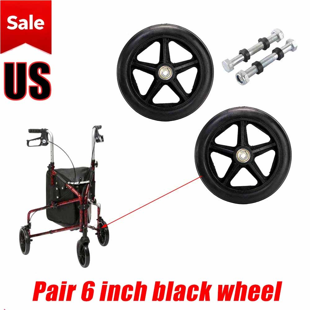 6" Wheel Solid Front Caster with Axles For Wheelchair Rollator Rollator