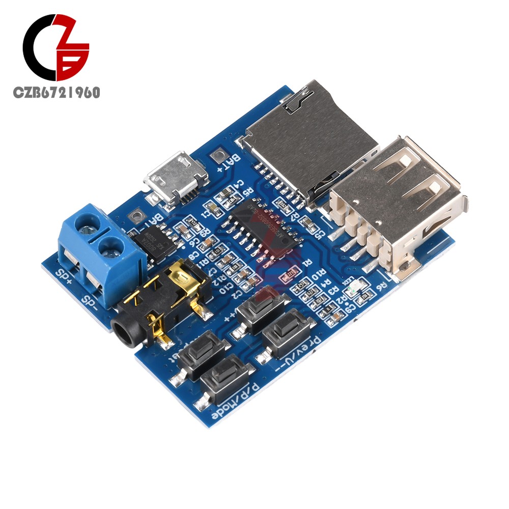 2PCS 3W MP3 Decoder Board Micro USB TF Card Audio Player Mono Amplifier Decoding