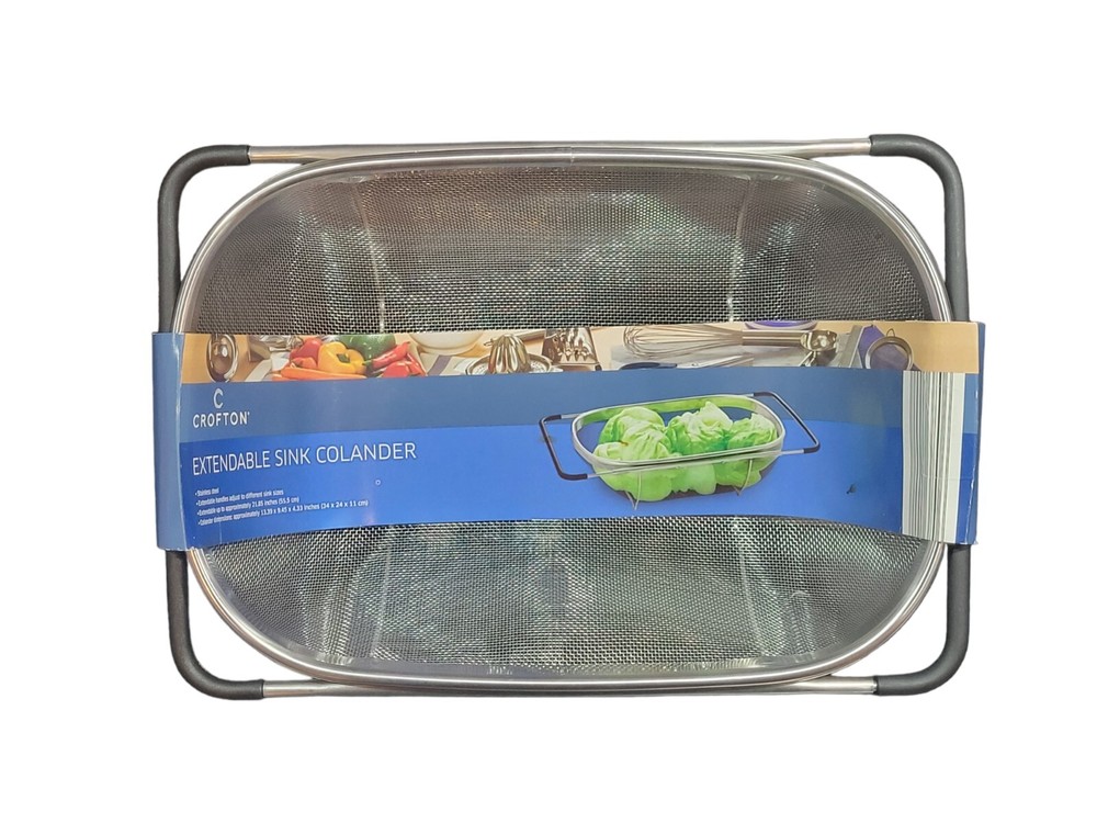 Crofton Extendable Stainless Steel Sink Colander Adjusts
