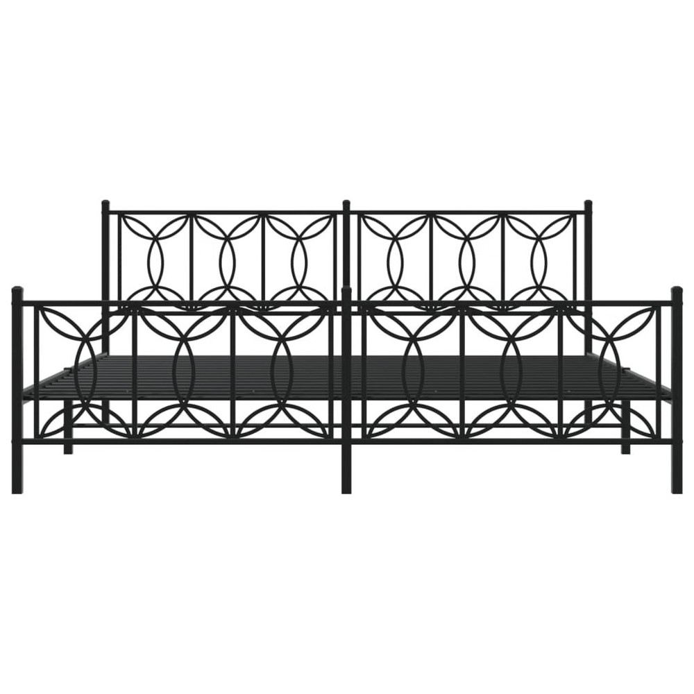 Bed Frame Black Steel Full Bed Bed Frame Rectangular Modern