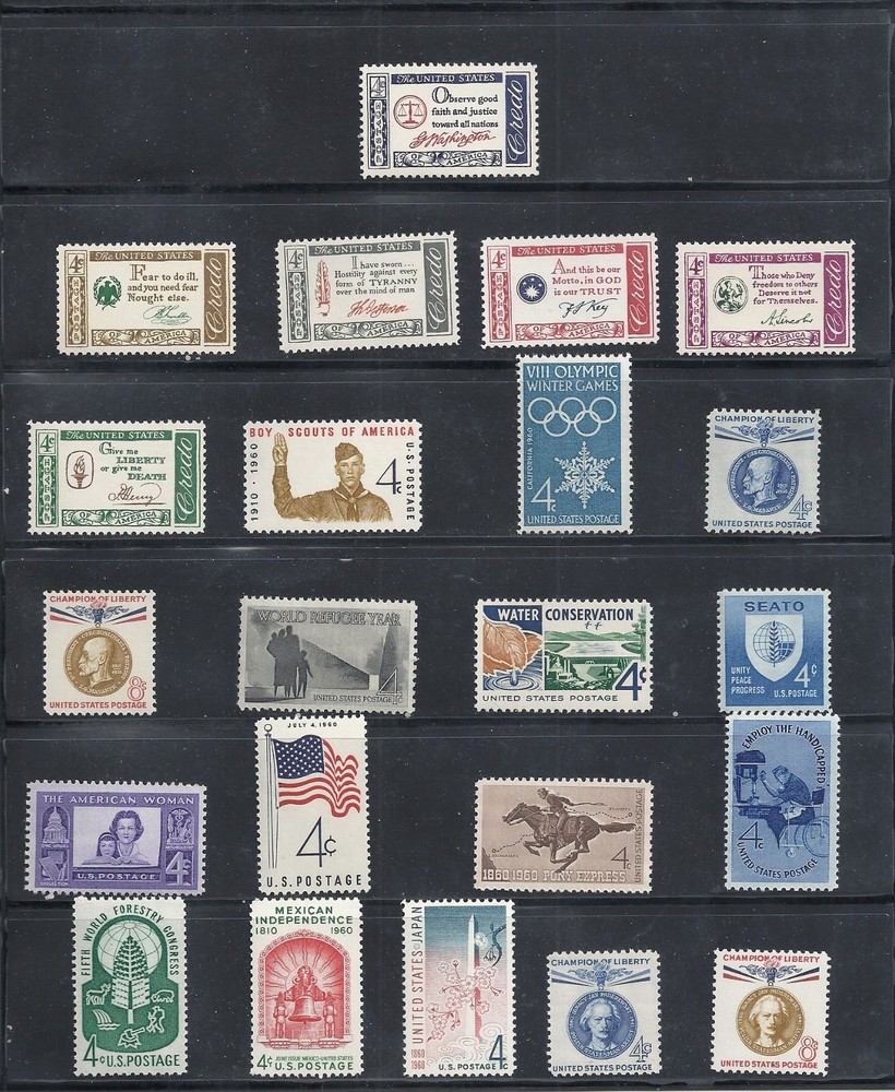 1960 - Commemorative Year Set - US Mint Never Hinged Stamps