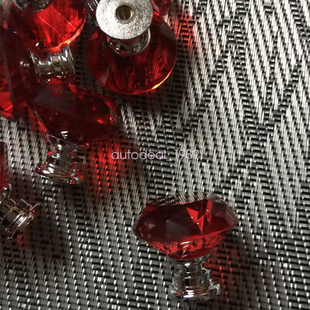 10pcs Red Crystal Glass Kitchen Cabinet Drawer Pull Handle Knobs Replacement