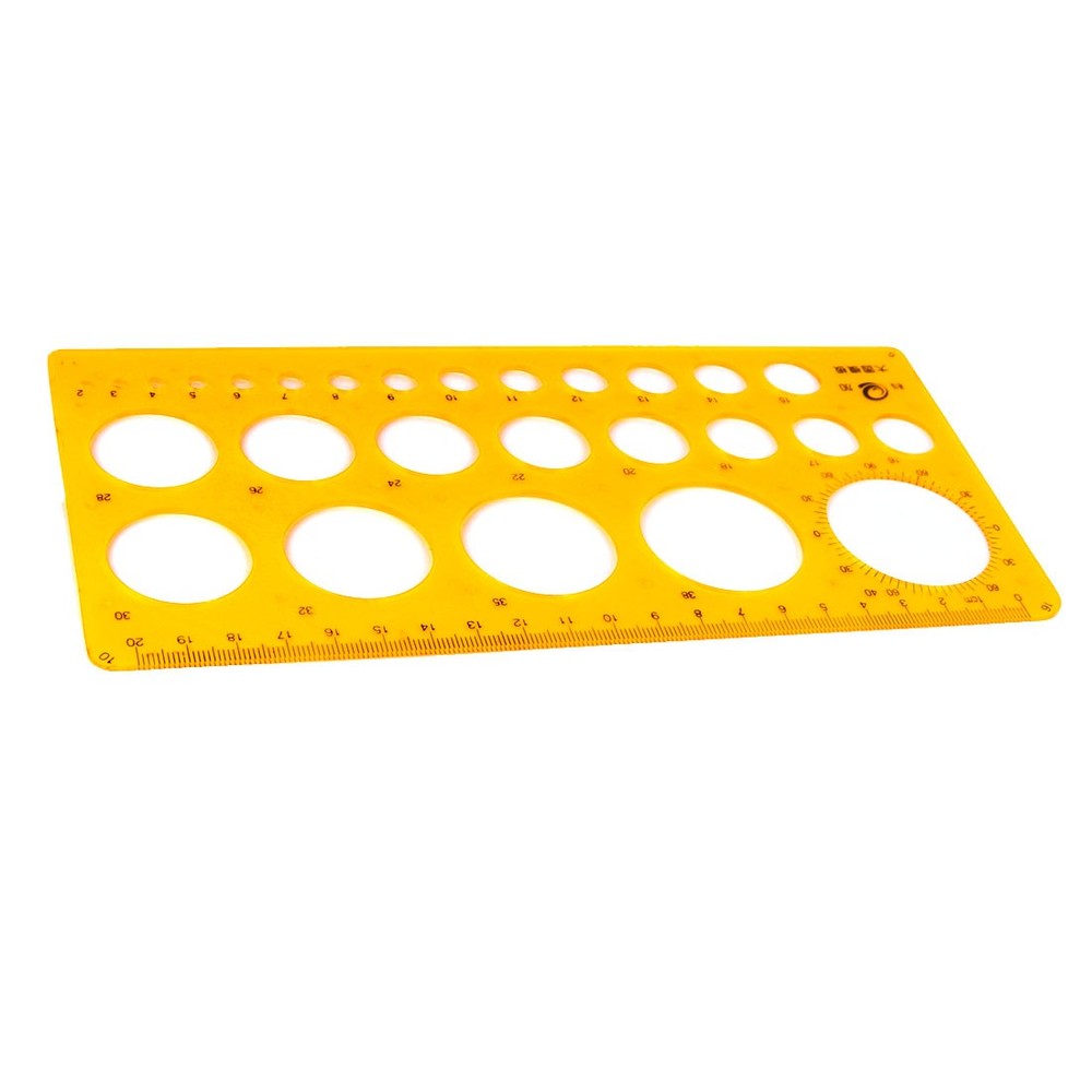 2mm-40mm Diameter Range Circles Drawing Stencil Template Ruler Clear Yellow