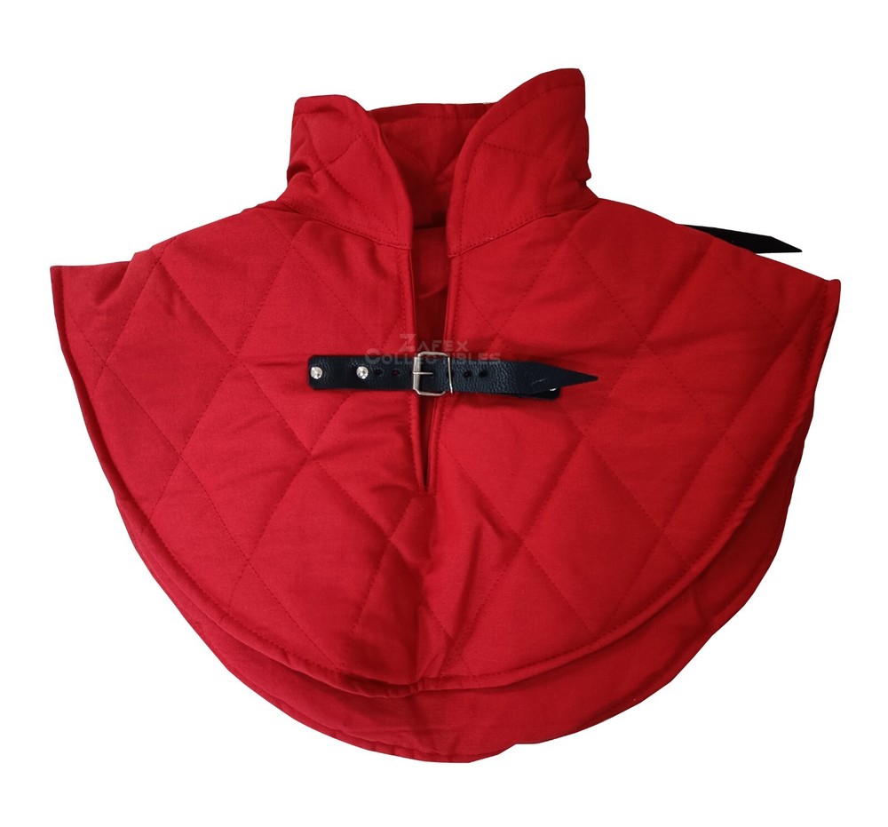 Medieval Thick Padded Arming Cotton Collar Neck Protector Under Armor Red LARP