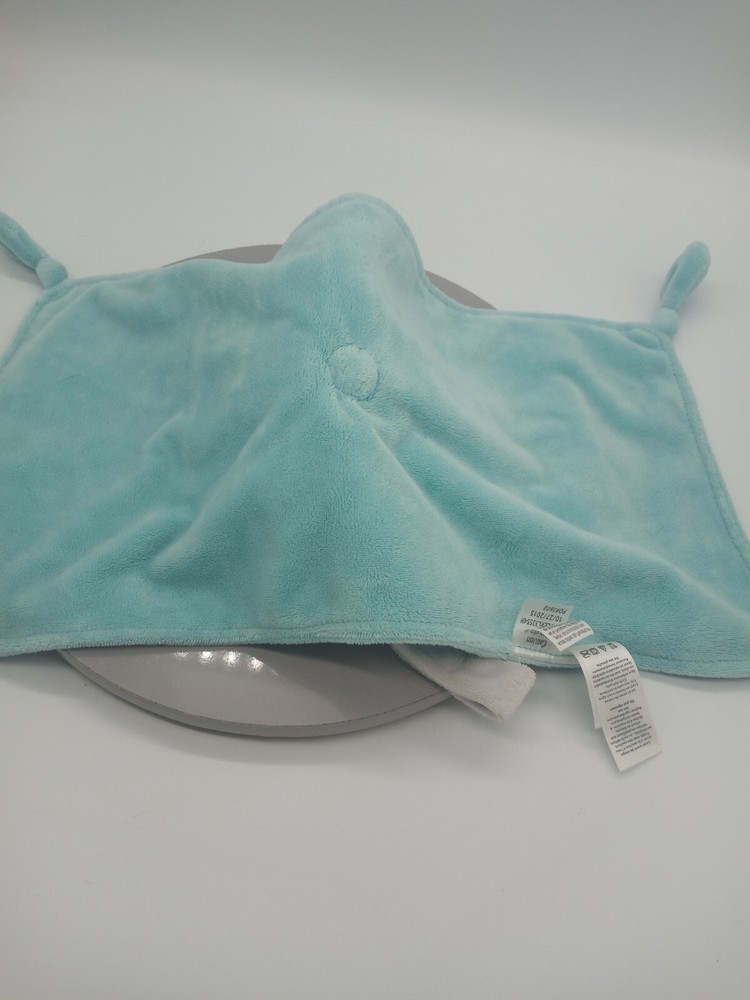 Carter's Rectangle Aqua Gray Elephant Pacifier Strap Lovey Security Blanket Ratt