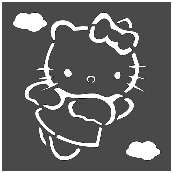 12"x12" Clear Plastic Stencil - Hello Kitty (SC836)