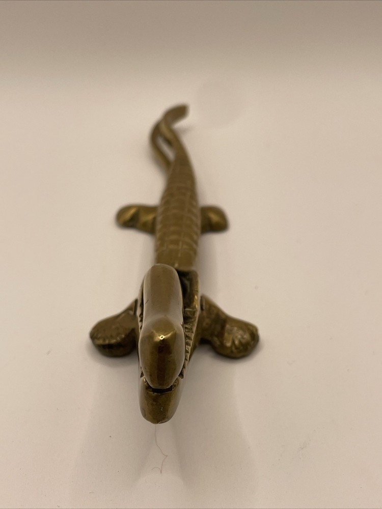Solid Brass Alligator Crocodile Nutcracker Vintage