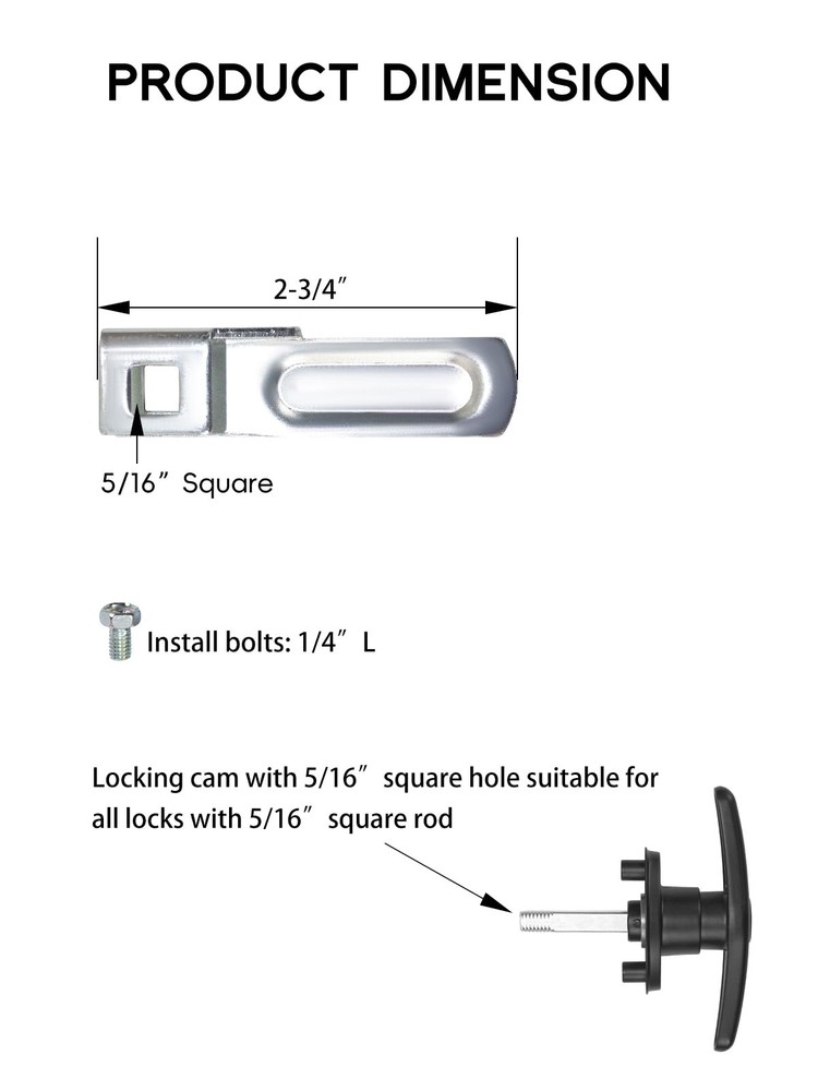 Quality Life Truck Cap Camper Shell T-Handle Lock Universal, galvanization