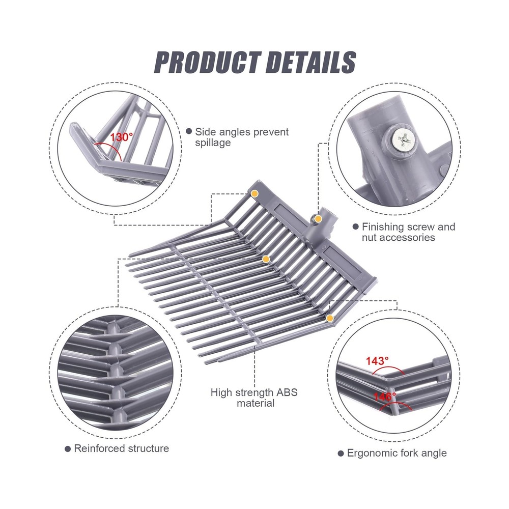Lasnten 6 Pcs Manure Fork Head Bulk 18 Tines Pitch Fork Replacement Head with...