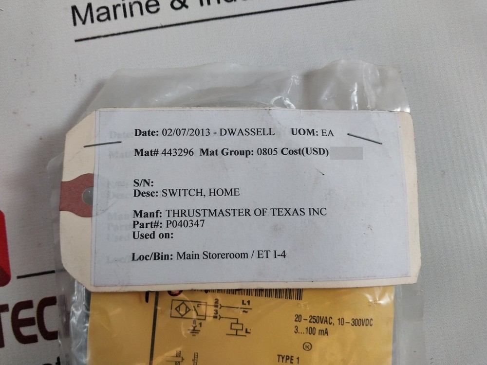 Turck bi 4-g12-adz32x inductive sensor with cable