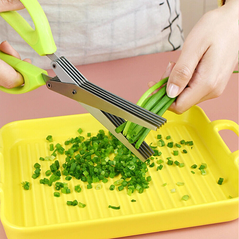 Herb Scissors Chop Herbs Easily with 5 Blade Scissors Onion Cutter Kitchen Tool