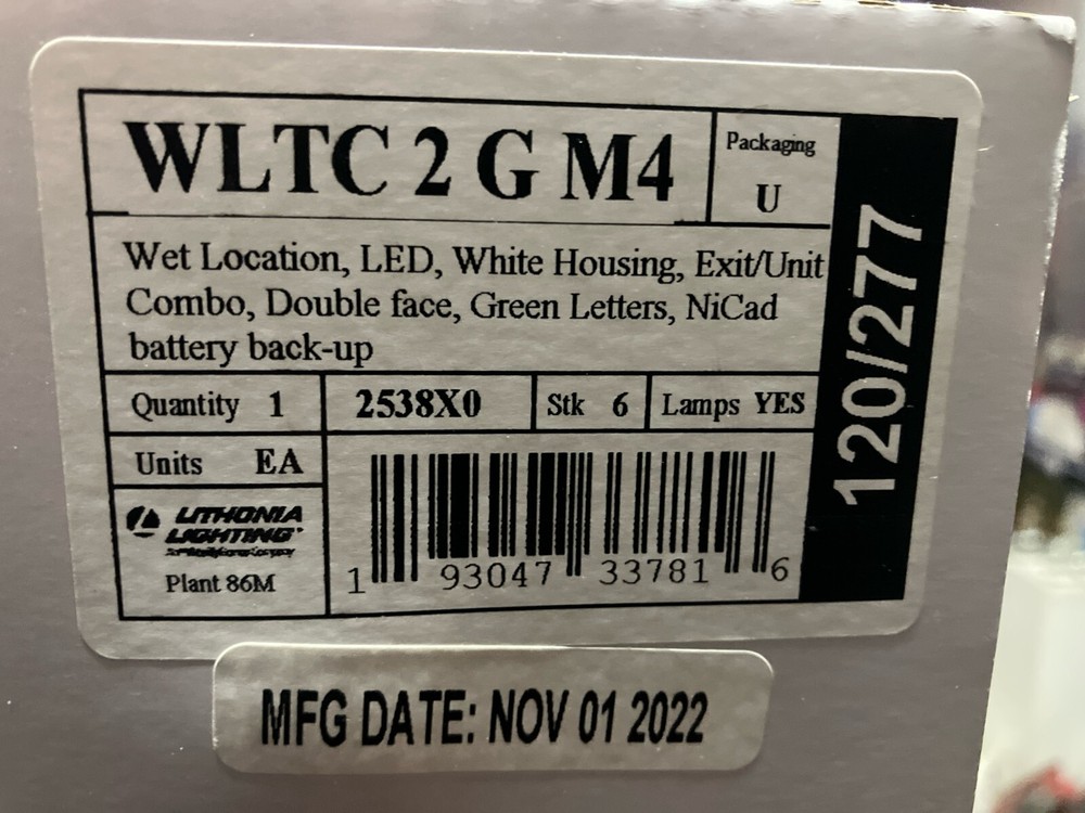 LITHONIA WLTC-2-GM4 EXIT SIGN/LIGHT FIXTURE
