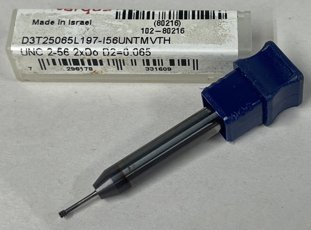 Vargus #2-56, #3-56 Thread Mill, 1/4" Shank Diam, Coated, Solid Carbide 80216