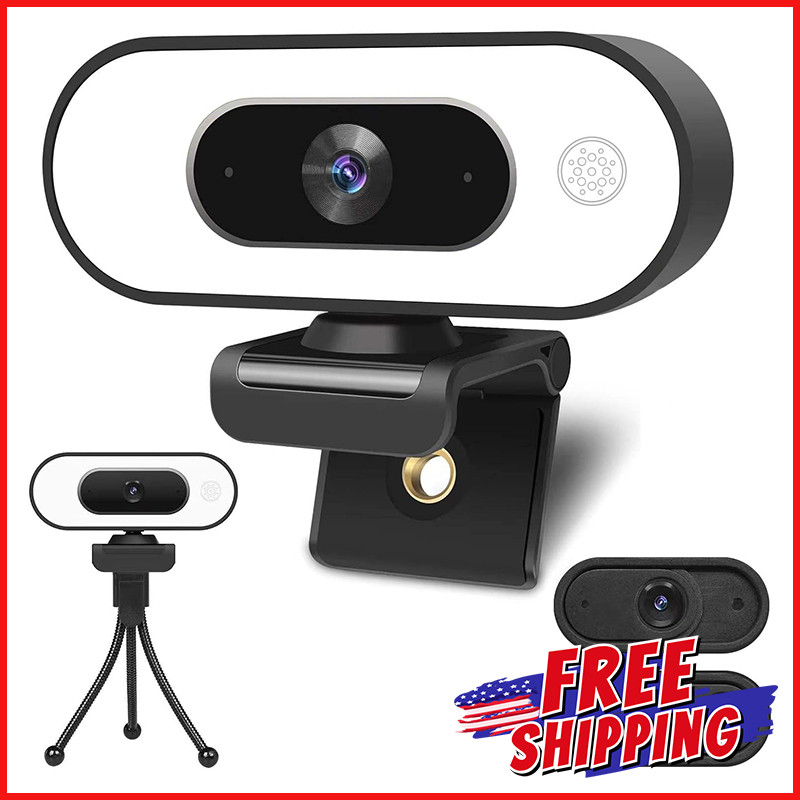 STREAMING CAMERA WITH MICROPHONE RING LIGHT 1080P Full Hd Computer PC Webcam