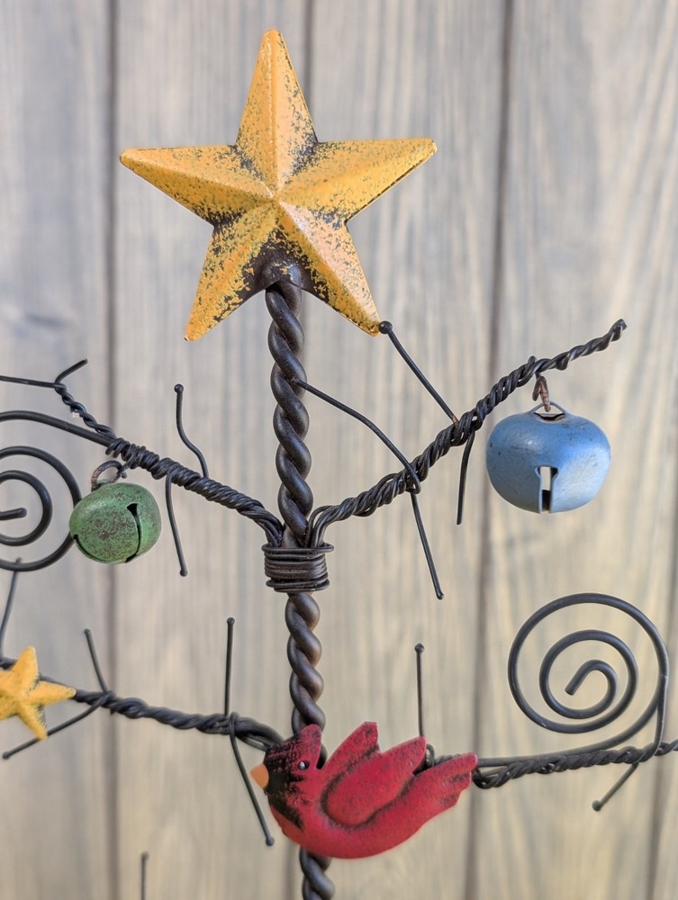 Vintage Primitive Metal Christmas Tree Table top