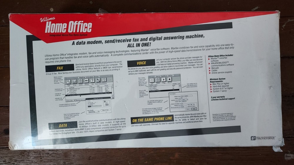 NOS Prometheus Ultima 14,400 BPS Data Modem Fax For Apple Macintosh Computer