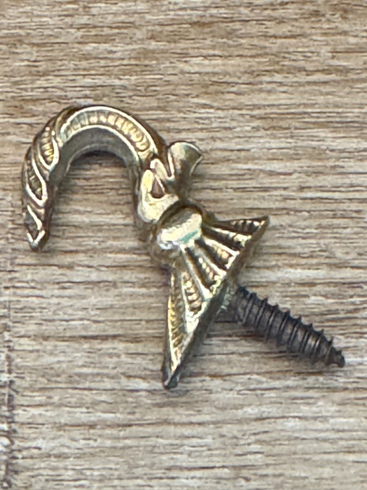 BRASS HOOK COAT HOOK CURTAIN TIE BACK VINTAGE